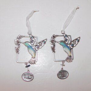 Set 2 GANZ Trust Your Wings Hummingbird inspirational Window Ornaments Decor